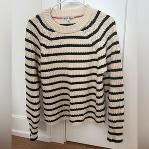 Alex Mill Striped Black and Cream Cotton/Cashmere Blend Sweater